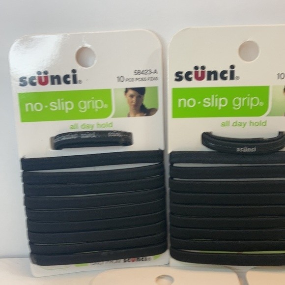 Scunci No Slip Grip Hair Elastics Ponytail Holders Black 5 Packs of 10 - Picture 2 of 13